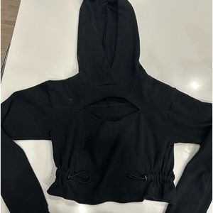 Bombshell crop sweat with front cut out.